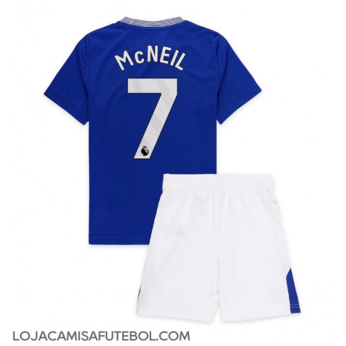 Camisa de Futebol Everton Dwight McNeil #7 Equipamento Principal Infantil 2024-25 Manga Curta (+ Calças curtas)